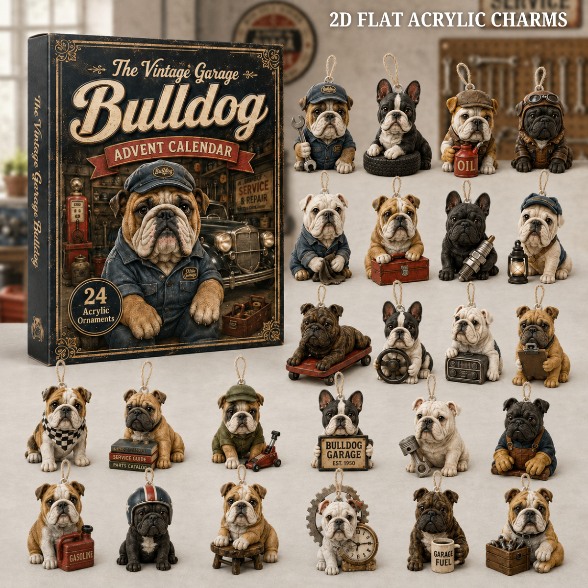 The Vintage Garage Bulldog Advent Calendar 2026 - 24-Day Festive Countdown, Acrylic Charms Blind Box - Gift For Bulldog Lovers e9b6dd0d-d608-4ccc-918f-5419d0dcd76c-text.png