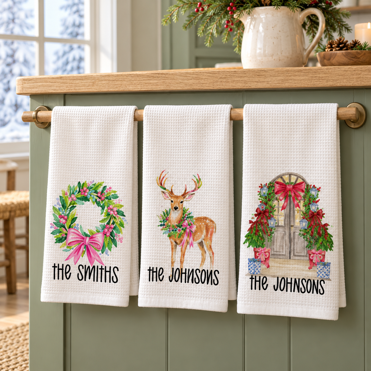 Personalized Christmas Kitchen Waffle Towels Monogram Holiday Gift White Microfiber Absorbent Textile Festive Decor Family Name e9c7af00-8510-4970-9ea2-f7ccda139665-acff2bed-4bb3-458a-b0ce-48e33d588a7d.png