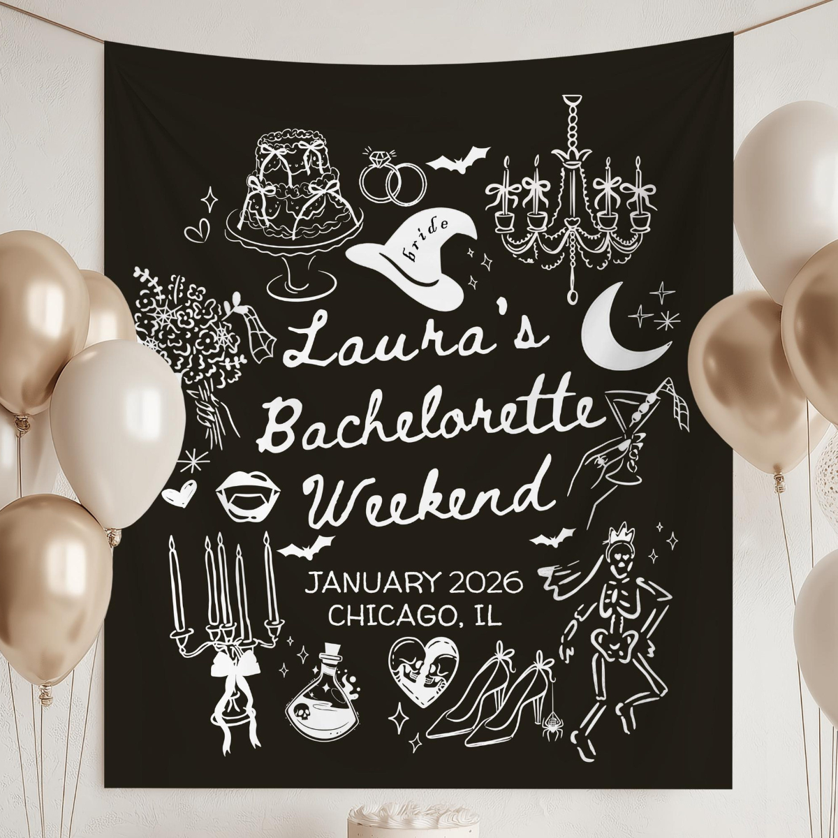 Personalized Witchy Bachelorette Party Decor, Custom Location Bachelorette Weekend Tapestry, Salem Bachelorette, Halloween Bridal Merch e9cef086-b90c-4f58-bacc-b7ef267aefc0-5.png