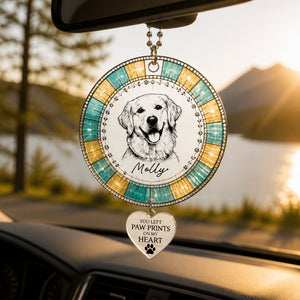 Pet Memorial Suncatcher With Charm — Custom Photo Portrait & Name — "You Left Paw Prints On My Heart" - Personalized 1 Layered Suncatcher with Charm e9d5ab68-a11a-4163-b856-eb89c6f994bd.jpg