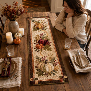 Autumn Harvest Pumpkin Quilted-Style Table Runner, Thanksgiving Farmhouse Decor e9fb58cd-1b0a-4929-8e6f-4d93118ab95b-3.jpg