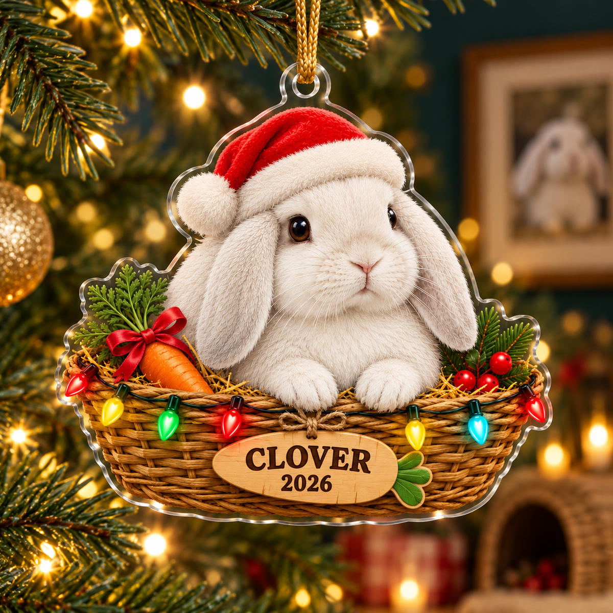 Personalized Lop Rabbit Christmas Ornament – Custom Name & Year, Bunny in Hay Basket Keepsake, Christmas Gift for Rabbit Lovers ea1a96f1-a3c8-4c4c-a205-513705330682-White-Rabbit-Christmas-Ornament-in-Cozy-Bokeh-2.png