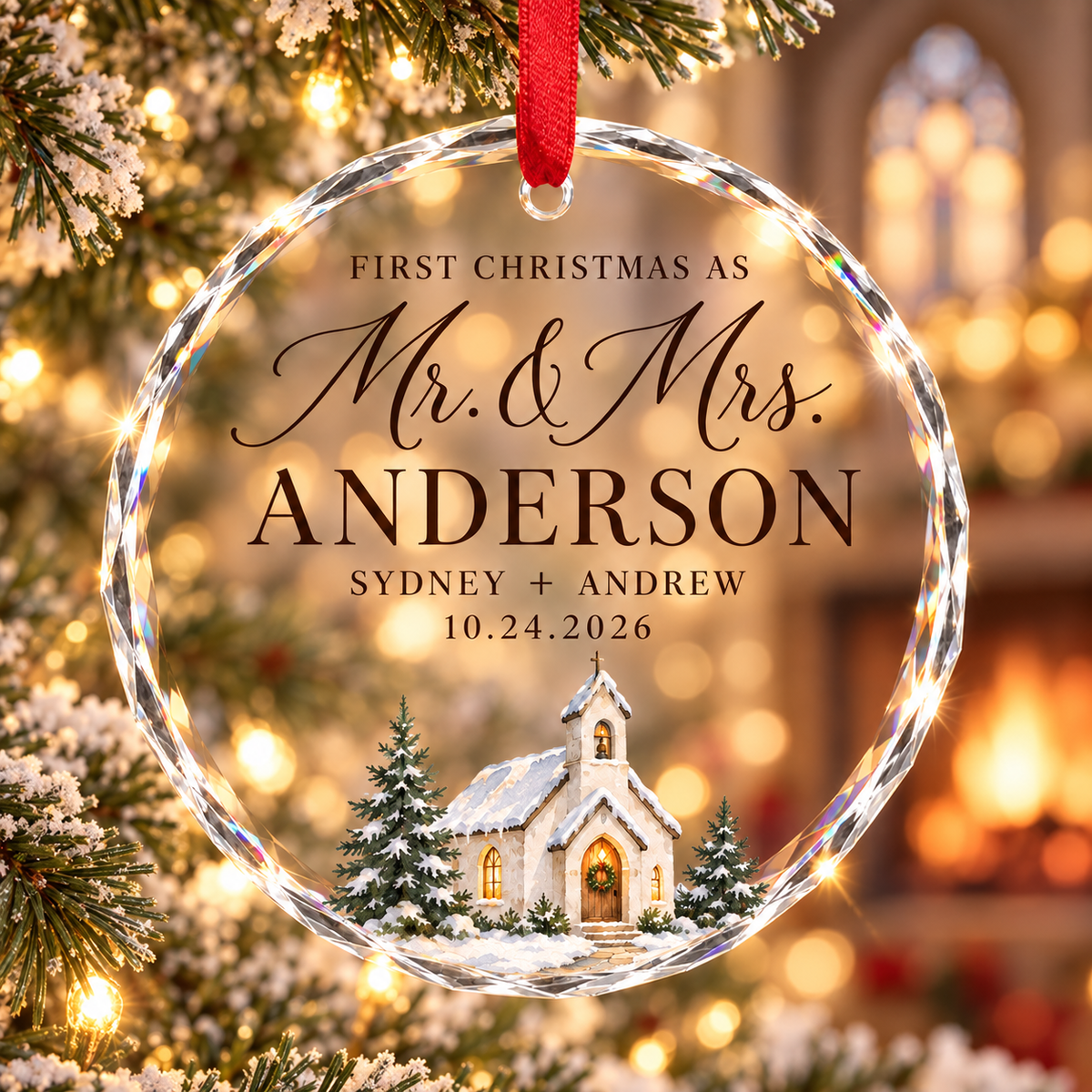 Personalized First Christmas as Mr. & Mrs. Crystal Ornament – Snowy Church with Custom Last Name, Couple Names & Wedding Date ea288475-2119-496b-88ea-b1958a656322-Image-Sep-29-2026-08_57_23-AM-1.png