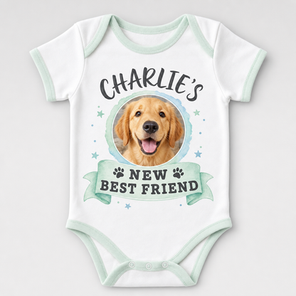 Pet Photo Baby Onesie - [Name]'s New Best Friend - Personalized Baby Onesie With Color ea2c6978-8bfc-4f6d-85d3-e0773a12da89.png