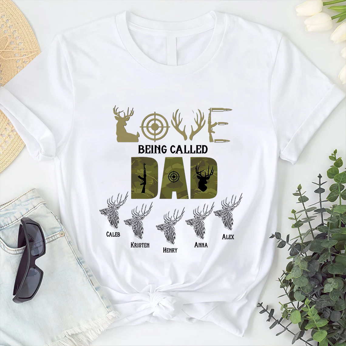Father's Day 2024 - Personalized Hunting Dad Shirt, Custom Shirt, Best Dad Ever Shirt, Funny Daddy Grandpa Papa Shirt Gift Personalized Shirt
