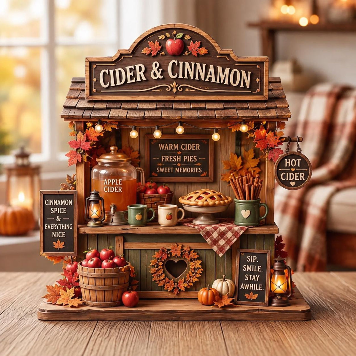 Personalized Cider & Cinnamon Wooden Block, Custom Apple Cider Stand Decor, Rustic Fall Farmhouse Shelf Sitter, Autumn Thanksgiving Gift ea42821e-b25e-4a85-a421-a6a9a80ab609-1.jpg