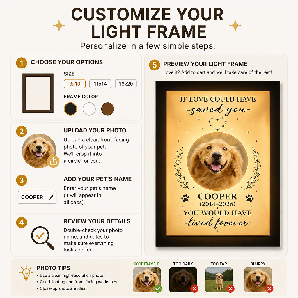 Personalized Pet Memorial Light Frame — If Love Could Have Saved You - Personalized Light Frame ea4d2645-4535-49cf-9157-0eda8df999c2.jpg