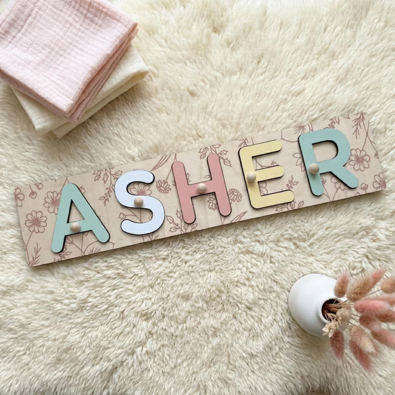Personalized Name Puzzle, 2nd Birthday Gift, Toys for Toddler, Nursery Decor, Patterned Flower Puzzle, Baby Boy Gift, Baby Girl Busy Board ea59e3b7-9164-46a6-a5a9-dd4e14ba80d6-dsdsdsdf6y-4-.jpg