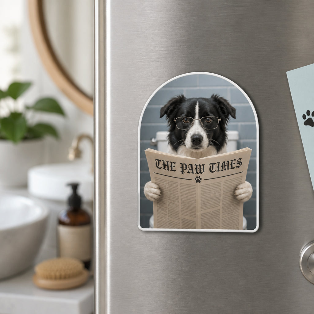 Bathroom Reader Pet Magnet – The Paw Times Custom Portrait - Personalized Custom Shape Fridge Magnet ea73c96b-b5a8-43d1-93de-0b8086a3bcb4.jpg