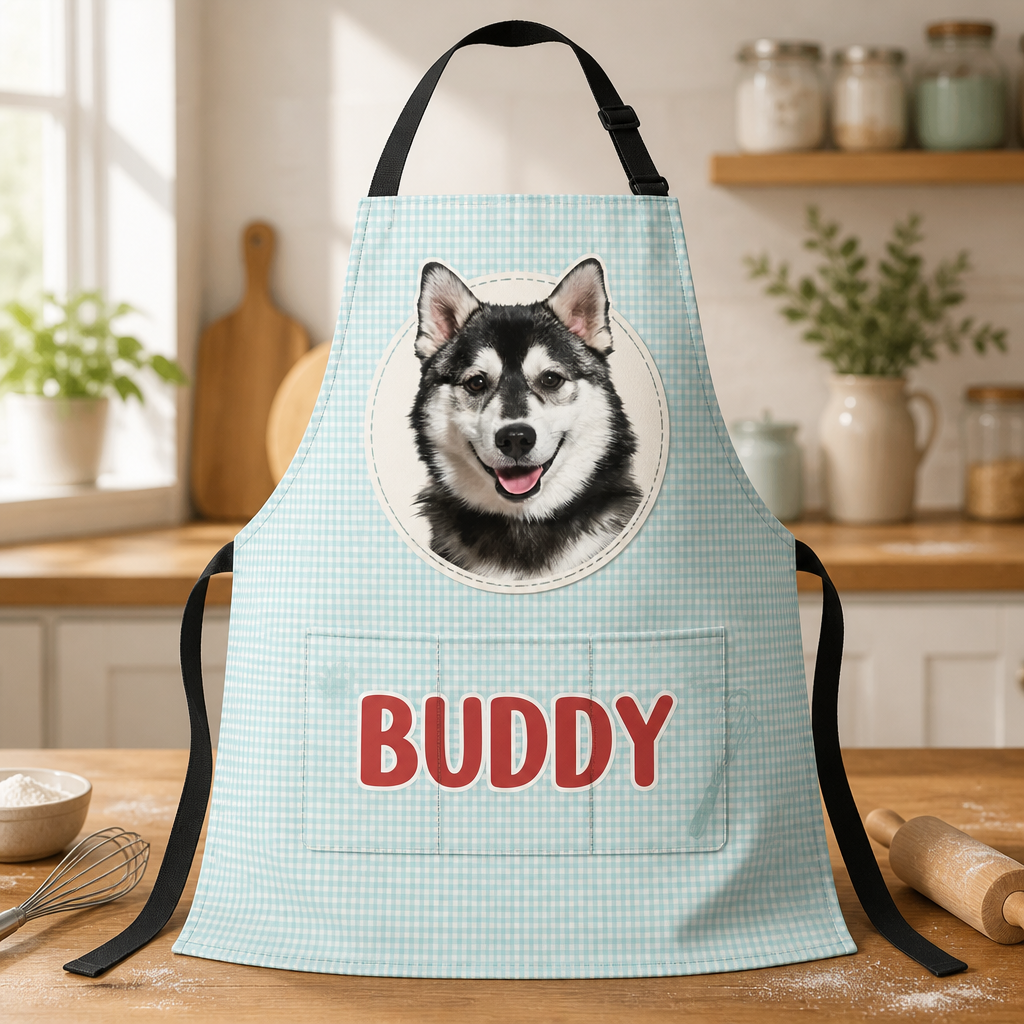 Custom Pet Photo + Name Apron – Gingham Badge - Personalized Apron eab22fc1-92e0-4a3e-849e-e44cf5860b24.png