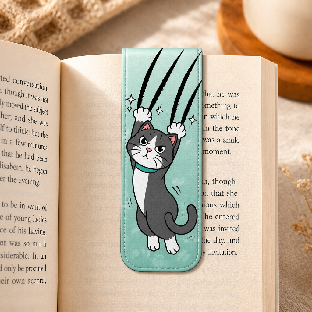 Clawing Cat Magnetic Bookmark – Cute Cat Lover Gift - Magnetic Leather Bookmark eac30fc9-7be0-4fa8-ad9f-d801cb2099c2.png