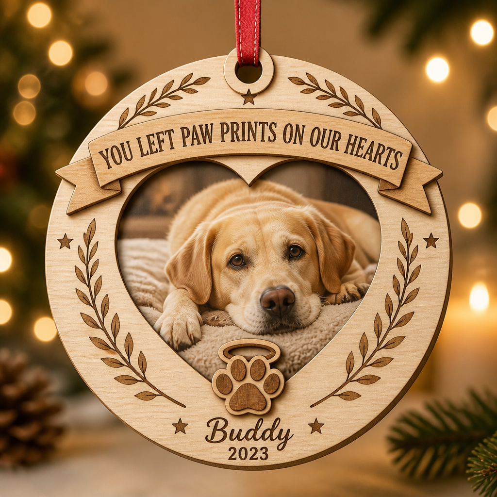 Pet Memorial Photo Ornament — You Left Paw Prints On Our Hearts - Personalized 3-Layered Wood Ornament eacc45fa-055e-44f8-a8a8-d447495b8d2c.png