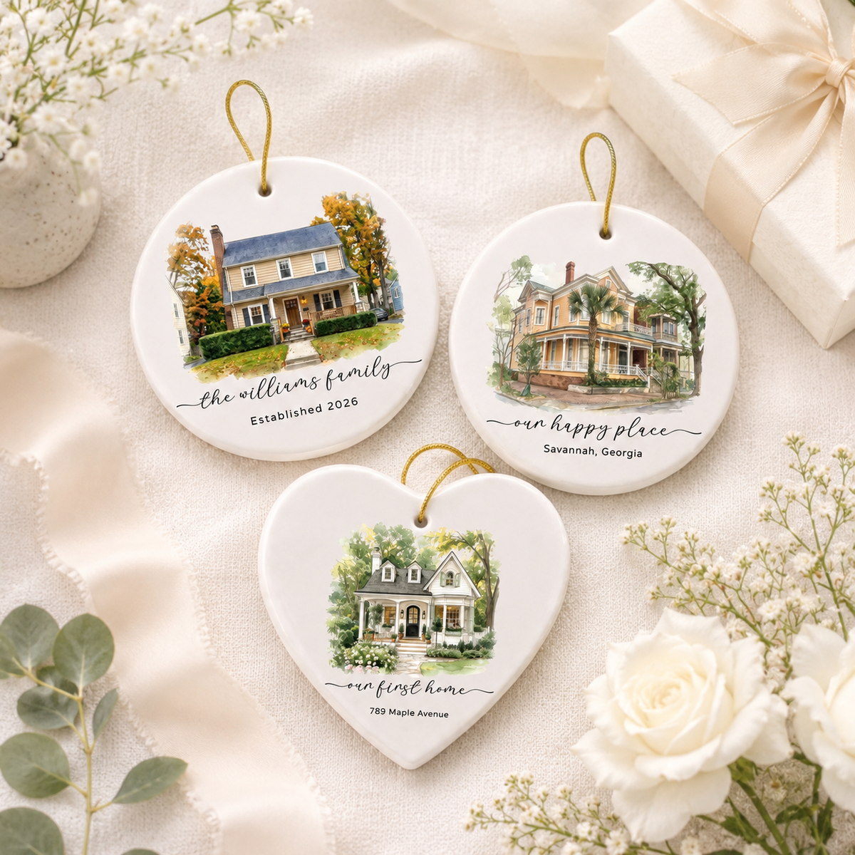 Custom Watercolor New Home Ornament l Personalized House Address Keepsake l Newly Wed Gift eae73302-2779-4ee2-88cb-5bb503c639ed-banner-1.png