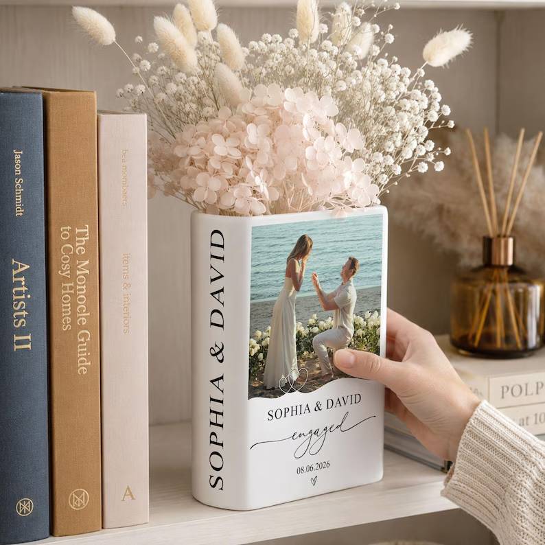 Personalized Photo Engagement Gift, Custom Engaged Ceramic Book Vase, New Engaged Couple Gift, Photo Wedding Engagement Gifts For Couple eae98382-6b69-4451-8934-514a5576712c-hghghg-6-.jpg