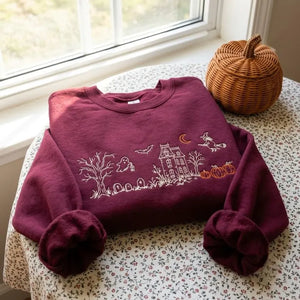 Embroidered Haunted Manor Sweatshirt, Vintage Halloween Crewneck, Gothic Autumn Pullover eaf2cf00-bac8-47e0-9443-126f1d9d1273-sdfdf.webp