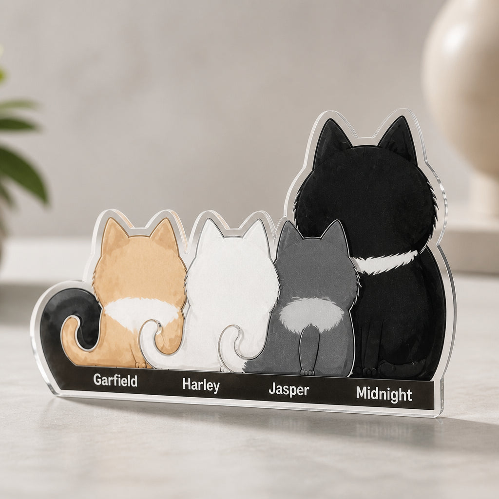 Custom Cat Family Acrylic Standee – Cartoon Pet Portraits with Nameplates - Personalized Acrylic Custom shape Standing 1 layer (FS) eb11df3e-b456-4aa6-8a75-4ae35ab50fda.jpg