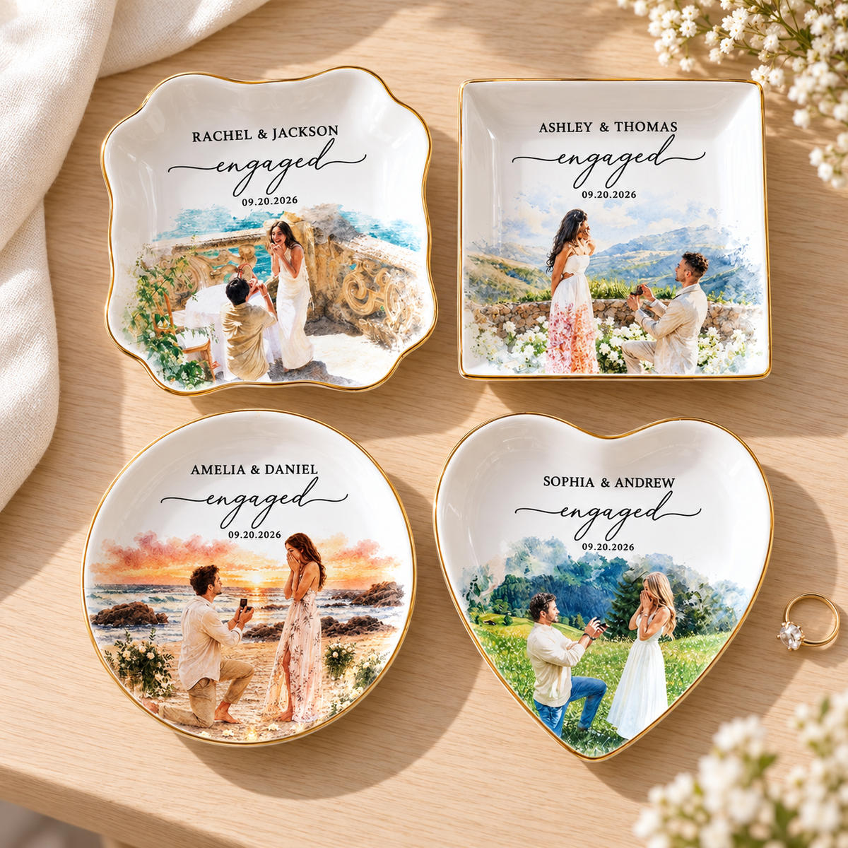 Custom Engagement Ring Dish, Proposal Photo Trinket Tray, Watercolor Couple Portrait Gift, Engaged Ornament, Engagement Gift For Her eb54f495-0eac-4f6c-a504-95b649d0360d-banner-1.png