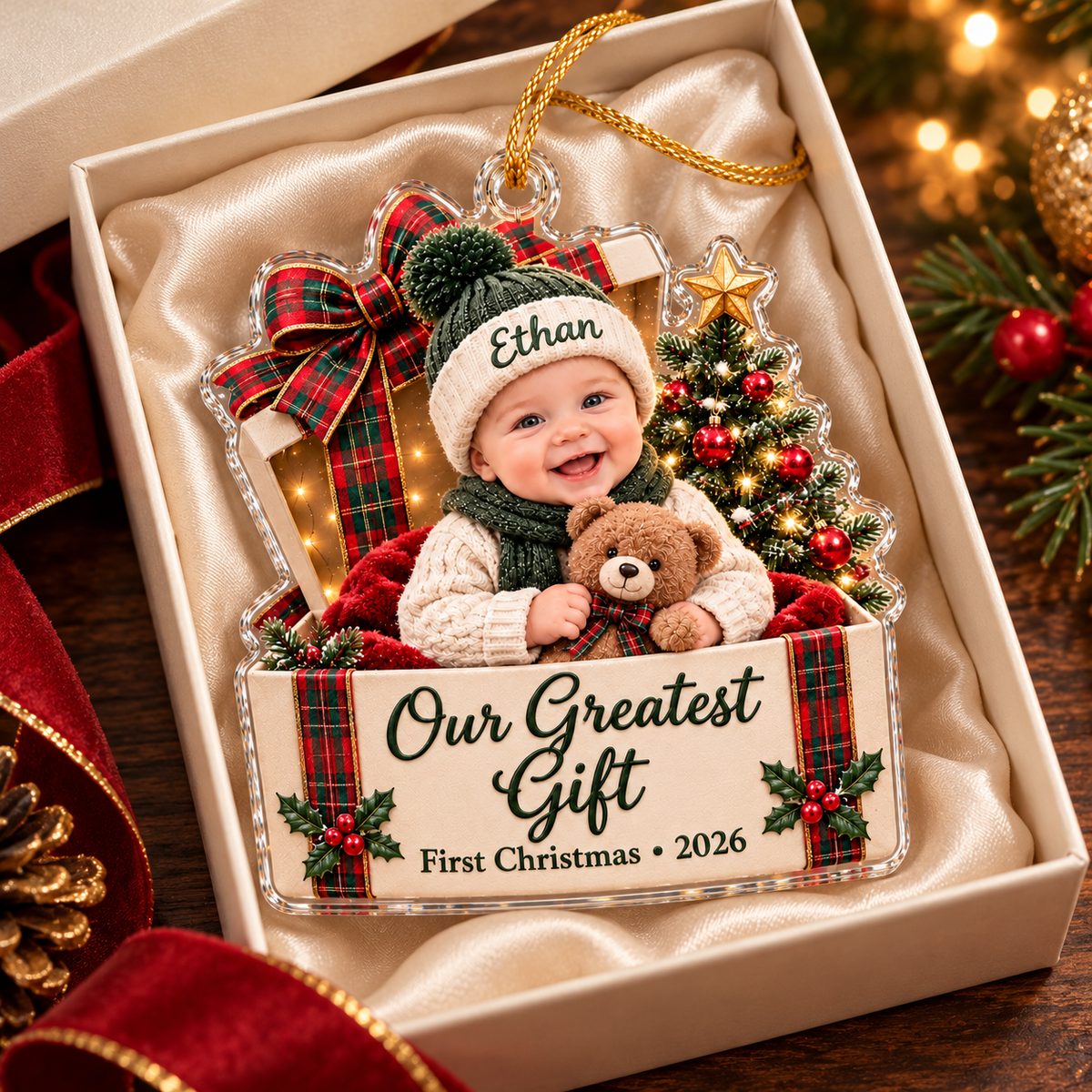 Personalized Baby’s First Christmas Ornament 2026 – Custom Name Acrylic Keepsake, Our Greatest Gift, Christmas Gift for New Parents eb5c6eba-ce10-45f0-aae8-ef87533154da-Ethan-s-First-Christmas-Ornament-3.png