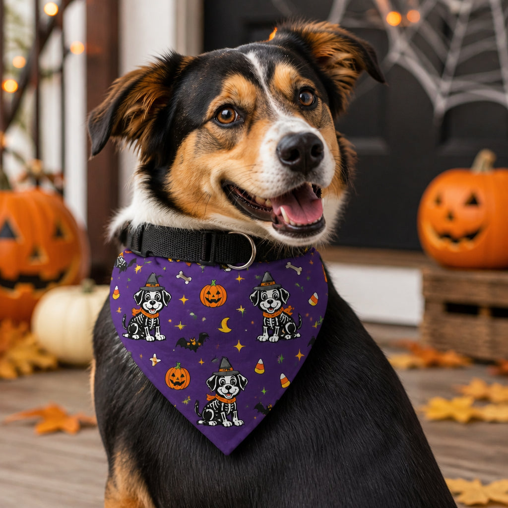 Spooky Skeleton Pup Halloween Pet Bandana - Pet Bandana Collar With Adjustable Buckle eb7d2750-78bd-4646-a0f2-2984313c39f6.jpg