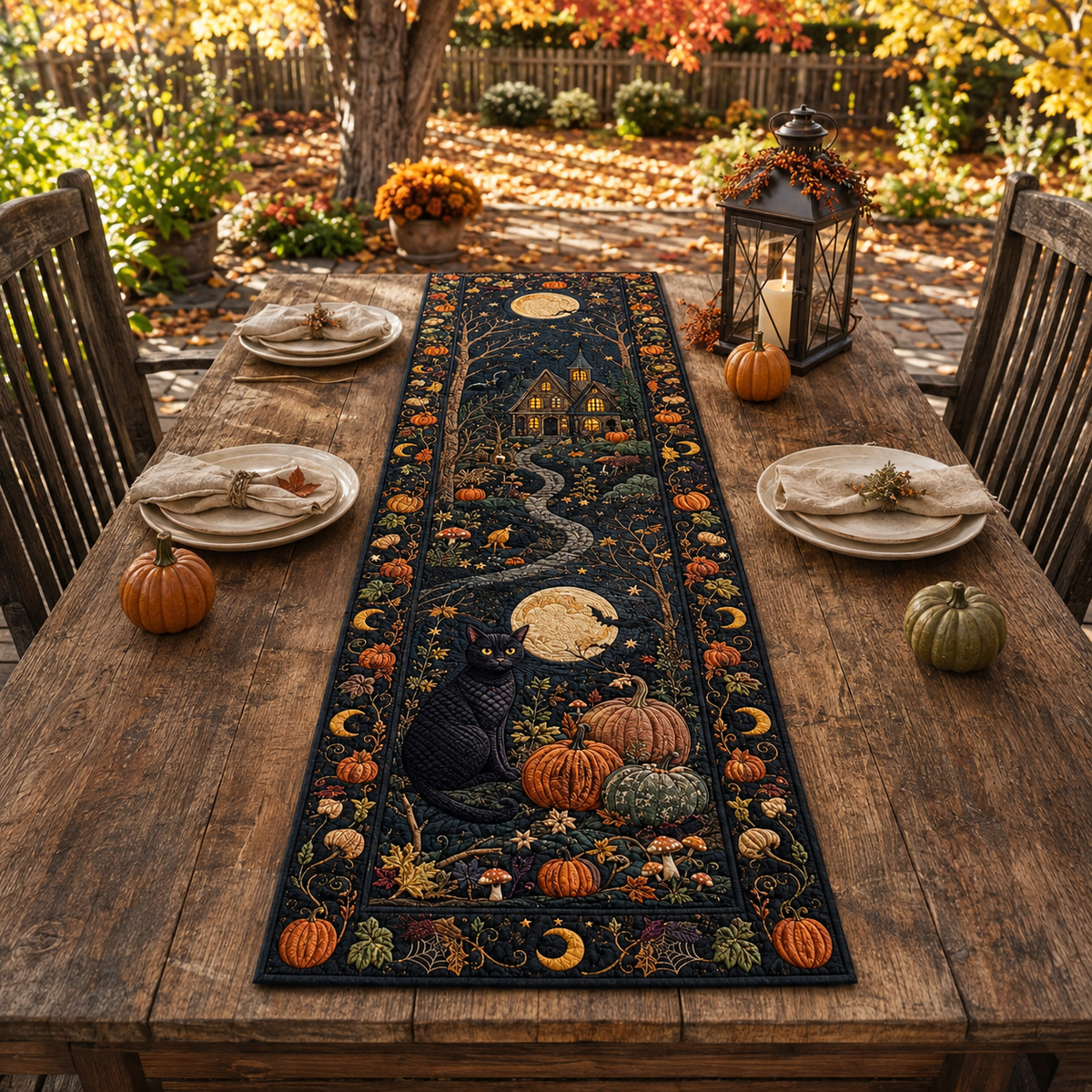 Halloween Black Cat Table Runner, Spooky Pumpkin Fall Decor, Gothic Witchy Home Accent eba73b8a-fd71-4051-9e96-6d982b9e8bec-banner-1.png