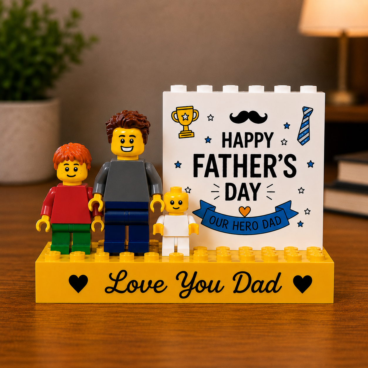 Our Hero Father's Day Personalised Minifigure Gift for Dad, Custom Family Keepsake Figures, Sentimental Gift for Best Daddy