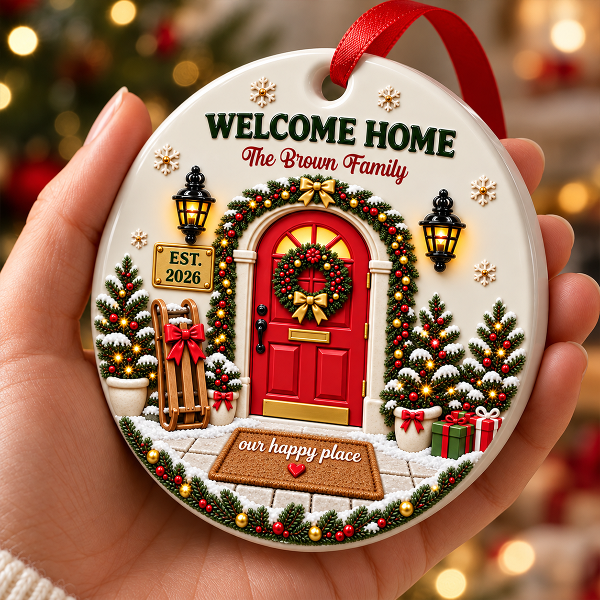 Welcome Home Ceramic Ornament - Real 3D Raised Ornament ebbd921b-a963-4580-8465-99946850ae70-2.png