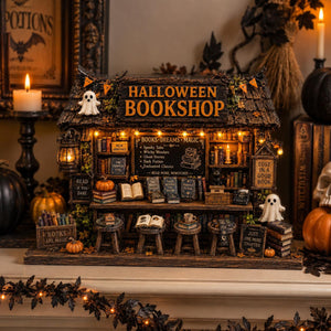 Halloween Bookshop Wooden Block, Spooky Library Shelf Decor, Haunted Bookstore Table Decoration, Witchy Fall Home Gift for Readers ebcde7cc-fd23-44cd-bf92-0320821524b7-7.jpg