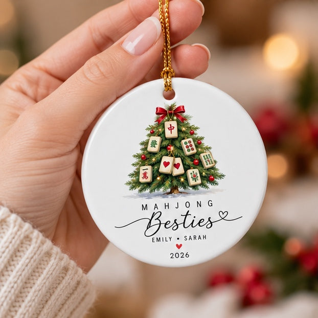 Personalized Mahjong Besties Holiday Ornament – Custom Names Mahjong Christmas Ornament, Friendship Gift for Mahjong Lovers ebed767d-bf76-4f1f-b3de-543bc1b6110a-mahjong_besties_mockup_03_hand_holding.jpg