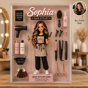 Custom Hair Stylist Acrylic Plaque, Personalized Hairstylist Figure Gift, Salon Station Decor, Hairdresser Appreciation Gift ebfb389b-c752-4dc4-a76c-b4e0fe654007-dre-2-.webp