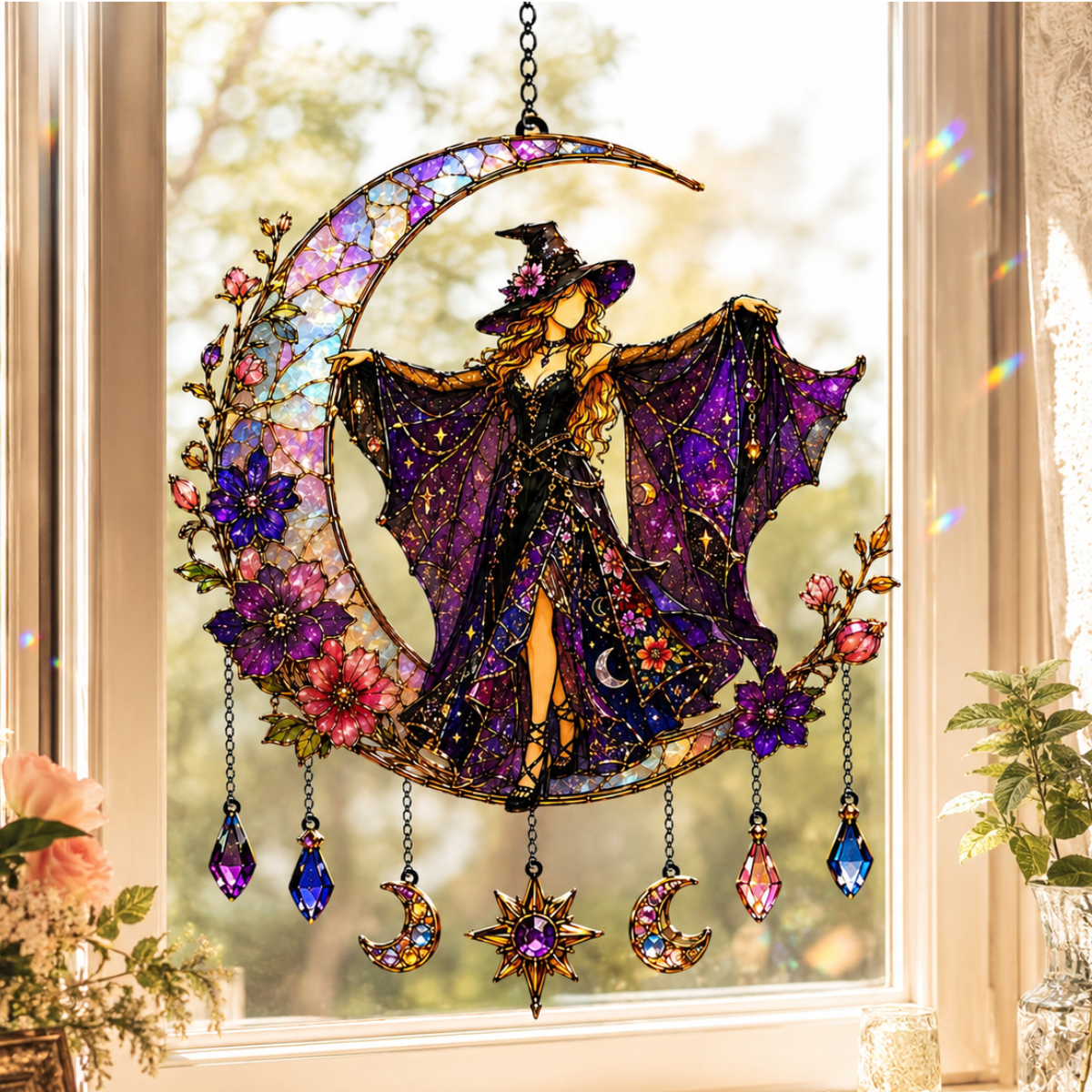 Mystical Witch Moon Stained Acrylic Suncatcher, Floral Celestial Window Hanging, Gothic Halloween Sun Catcher Decor, Witchy Gift for Her ebfc3594-f116-4d9e-8d12-ab0bc728c32e-banner-1.png
