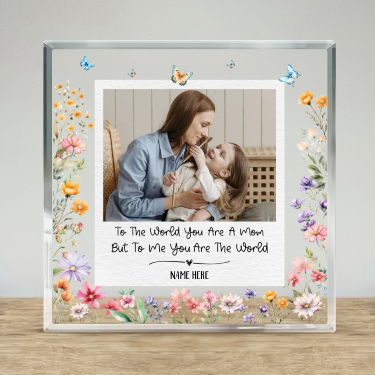 Personalized Mom Acrylic Plaque Custom Photo Gift for Mom, Floral Polaroid Keepsake, Mother s Day Gift For Mom From Daughter