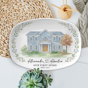 Personalized House Portrait Platter: Custom Home Watercolor, New Home Gift ec07c052-a08c-4381-8b65-f7616465a70b-1.jpg