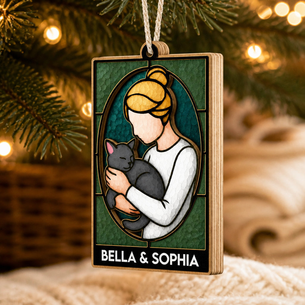 Art Nouveau Stained Glass Cat Mom - Personalized Names Ornament - Personalized 3-Layered Wood Ornament ec122d84-d437-4166-a1a6-0020aa3df107.jpg