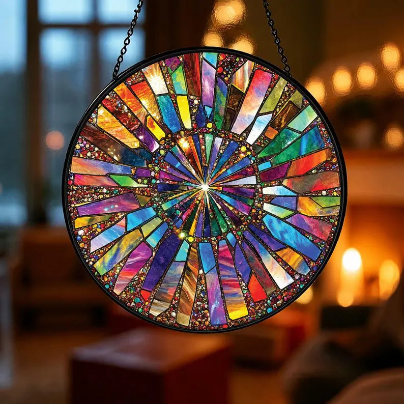 Rainbow Burst Stained Glass Suncatcher, Colorful Window Hanging, Abstract Glass, Boho Home Decor, Prism Sun Catcher Gift ec1b3cfb-50a2-4461-b82e-ad94abcfea0a-dfdf-13-.webp
