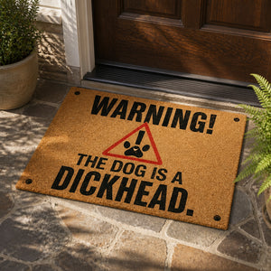 Warning The Dog Is A Dickhead Doormat – Caution Triangle Edition - Doormat ec2390dd-e0d8-4642-ab6f-7a90d9f3bf08.jpg