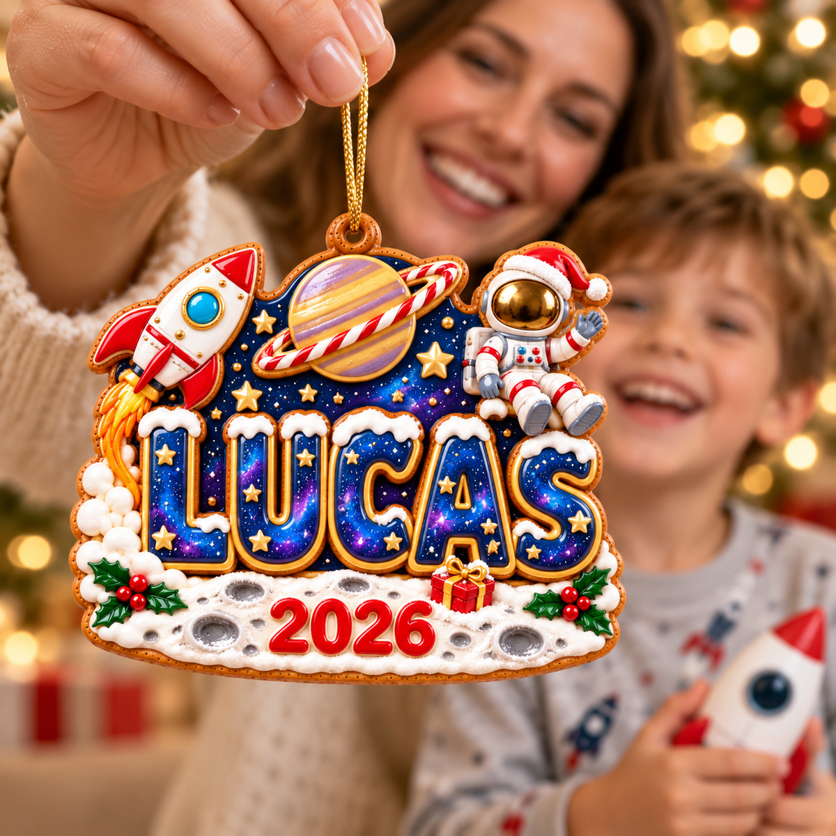 Personalized Space Christmas Ornament 2026 – Custom Name with Astronaut, Rocket and Planet, Holiday Keepsake Gift for Kids and Space Lovers ec2bf716-4bd9-43aa-877c-f075da03e043-LUCAS-galaxy-Christmas-ornament-portrait-4.png