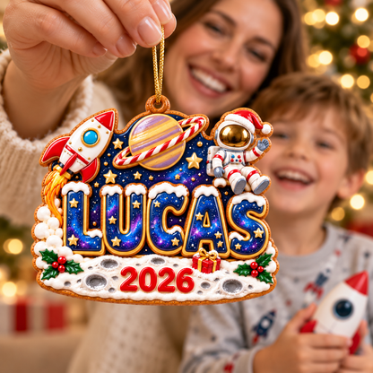 Personalized Space Christmas Ornament 2026 – Custom Name with Astronaut, Rocket and Planet, Holiday Keepsake Gift for Kids and Space Lovers ec2bf716-4bd9-43aa-877c-f075da03e043-LUCAS-galaxy-Christmas-ornament-portrait-4.png