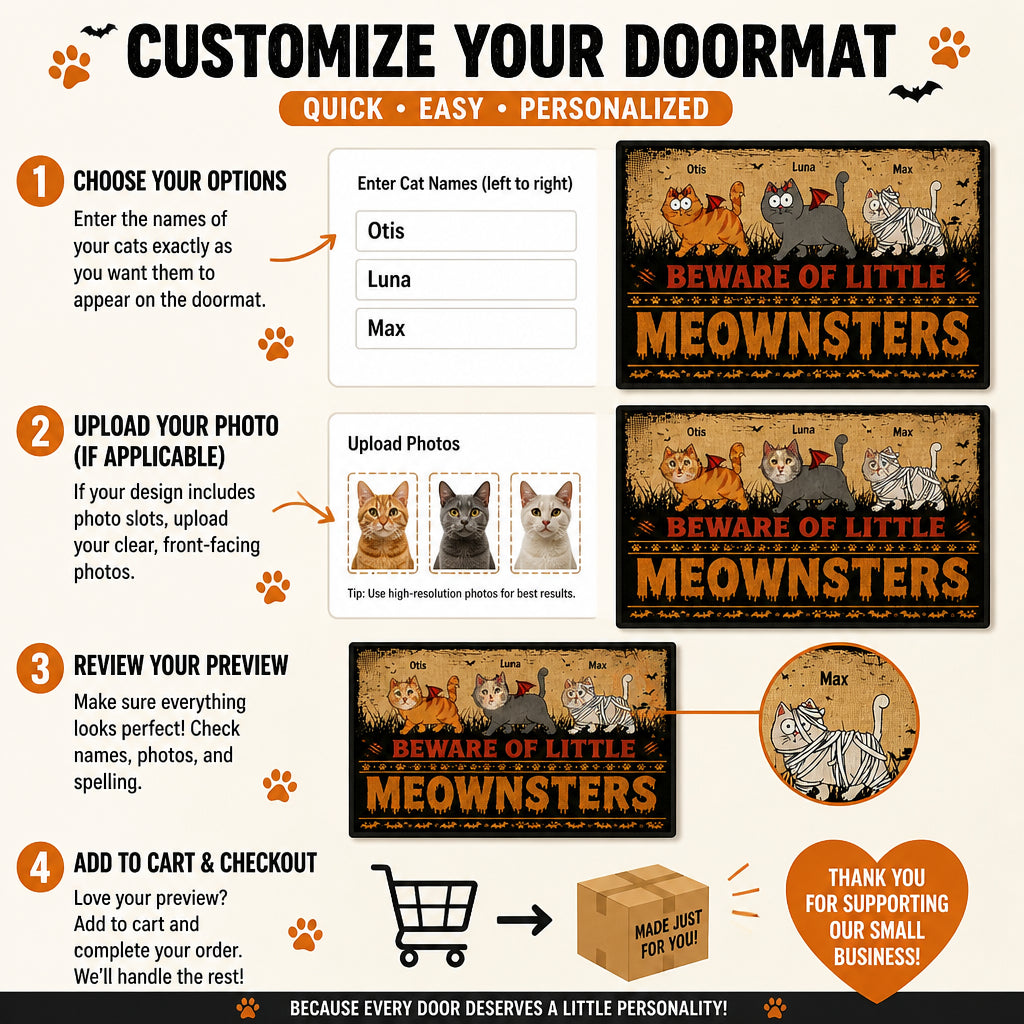 Beware of Little Meownsters - Custom Pet Cartoon Doormat - Personalized Doormat ec50fe2f-fe45-472b-8406-80770d3d163e.jpg