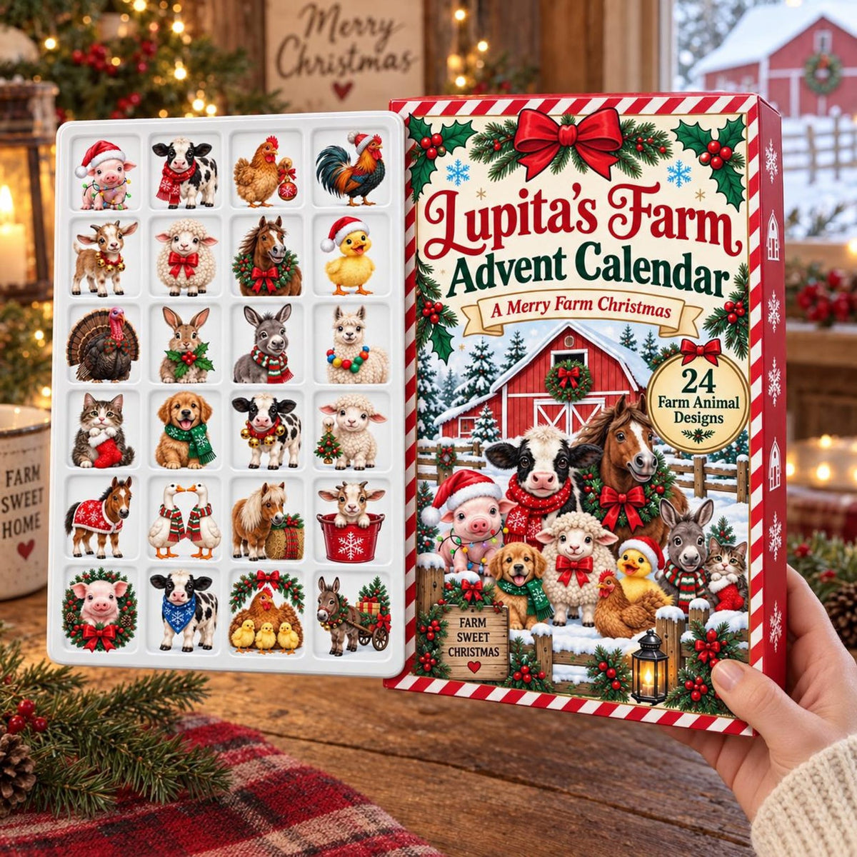 Farm Animal Advent Calendar: Personalized Christmas Countdown Box, Red Paper and Acrylic ec6c0796-fb69-4480-abc3-af077eaa55ca-il_1588xN.8507910568_t5jc.jpg