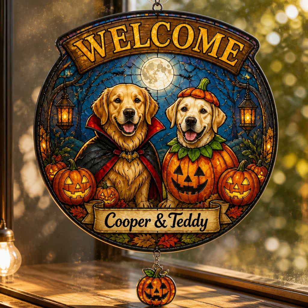 Halloween Welcome Custom Pet Portrait Garden Flag - Personalized 1 Layered Suncatcher with Charm ec7122dd-5f2b-4436-8e66-2e44b9d82a5e.jpg