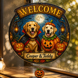 Halloween Welcome Custom Pet Portrait Garden Flag - Personalized 1 Layered Suncatcher with Charm ec7122dd-5f2b-4436-8e66-2e44b9d82a5e.jpg