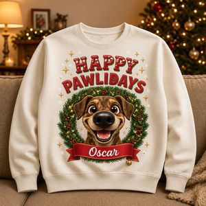 Happy Pawlidays Personalized Pet Cartoon Sweatshirt - Personalized Sweatshirt ec7190e5-1022-4ed8-bced-4d36b303e287.png