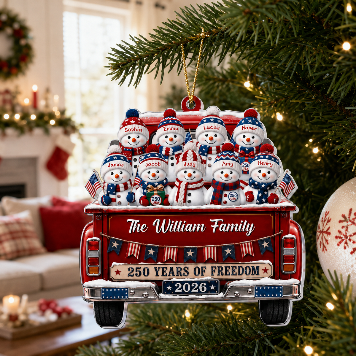 America 250th Anniversary Christmas Gifts For Mom, Dad, Family - Personalized Ornament