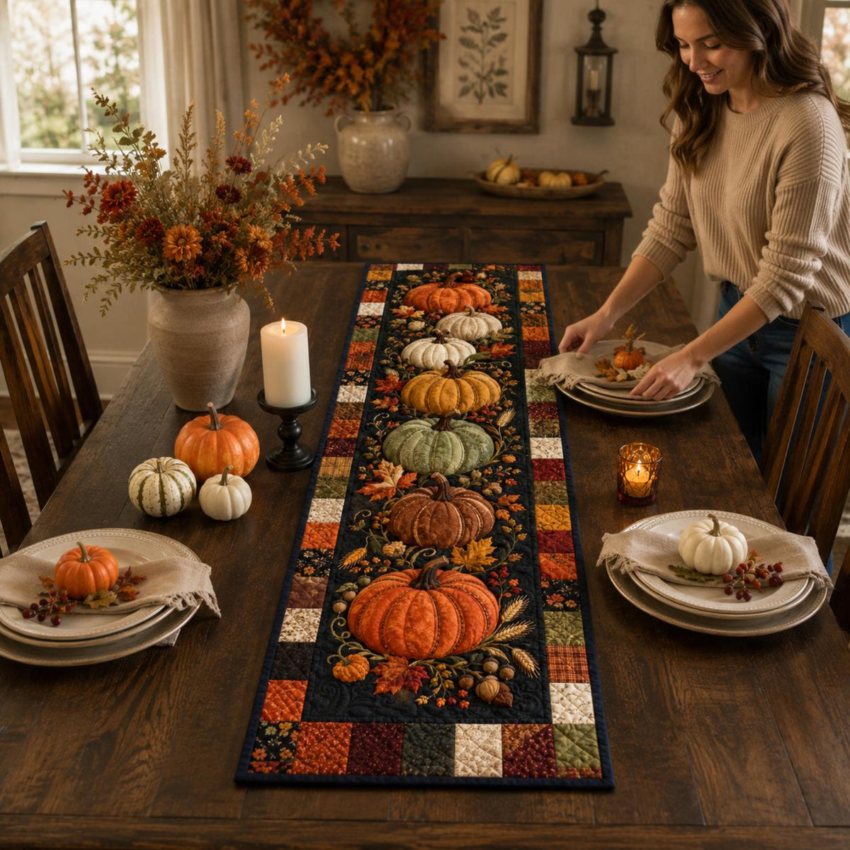 Quilted Pumpkin Table Runner, Autumn Fall Thanksgiving Harvest Decor ec7c4afd-98e9-4b78-90c2-bff814e93686-3.jpg