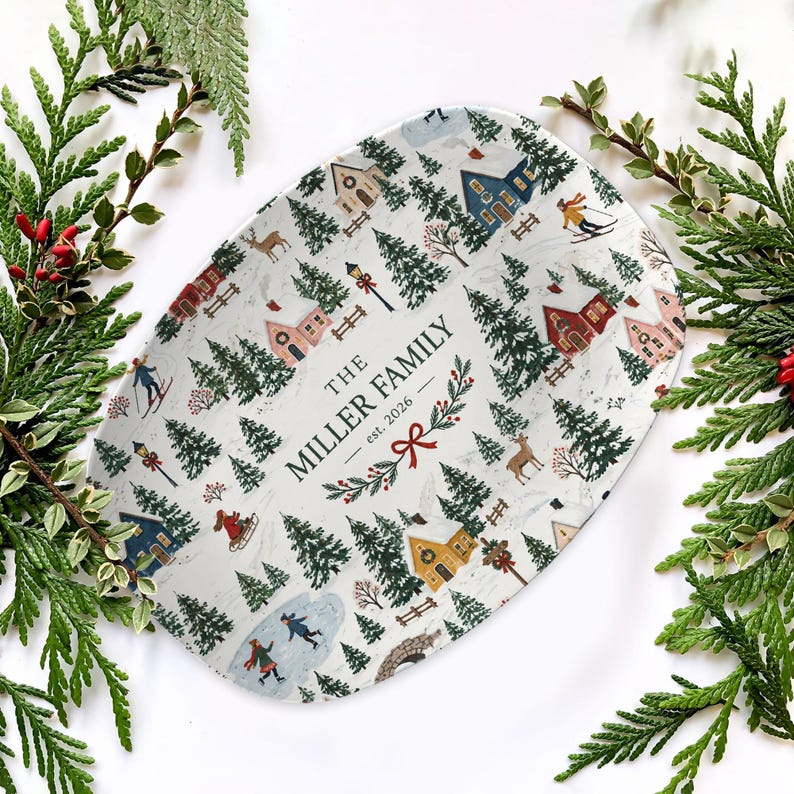 Personalized Winter Village Christmas Platter, Custom Family Name Serving Dish, Holiday Keepsake Gift ec7fcaa1-d5af-4a4f-834e-f19f4642aeff-v3.png