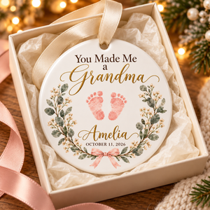 Personalized New Grandma Christmas Ornament, You Made Me a Grandma, Baby Footprint & Custom Name Keepsake, First Grandchild Gift ecab89f2-0e20-48dc-9ab8-3aac188fd19e-Amelia-s-You-Made-Me-a-Grandma-Ornament-4.png
