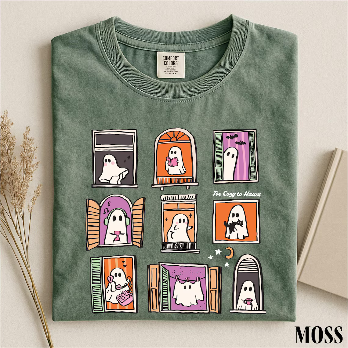 Too Cozy To Haunt Shirt, Cute Ghost Window Graphic Tee, Cozy Halloween Spooky Season Comfort Colors T-Shirt Fall Gift for Ghost Lovers ecc9ef20-c2a9-476b-9103-4a8fe595d177-1_converted.png