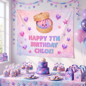 Custom Dumpling Birthday Backdrop, Kawaii Bao Tapestry for Girls, Pastel Little Dumpling Party Banner, Personalized Kids Photo Booth Prop ecd2a361-8047-4430-a07d-6c3b4c963a1a-4.jpg