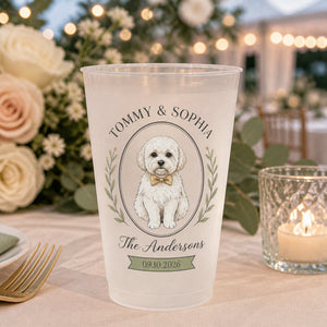 Wedding Pet Portrait Frosted Cups — Couple Names, Family Name & Date - Personalized Plastic Frosted Water Cup ecd79e20-2346-49cf-afda-8ad2fd7c70c6.jpg