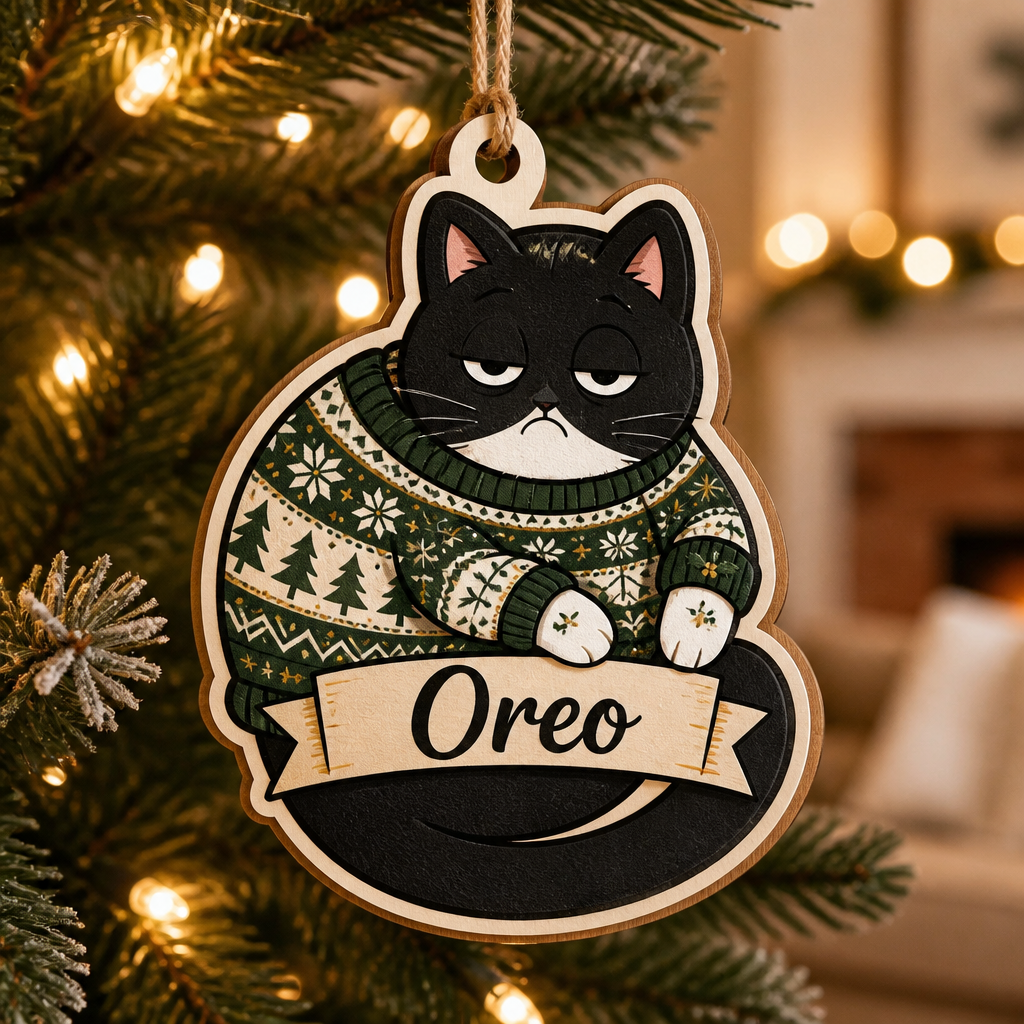 Grumpy Cat Sweater Personalized Wood Ornament - Personalized 3-Layered Wood Ornament ecd87090-7ee7-4b45-81c2-07e1c80c55cc.png